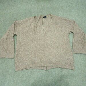 American Eagle Loose Knit Sweater Women Size Xl Pink V-Neck Zipper Accent